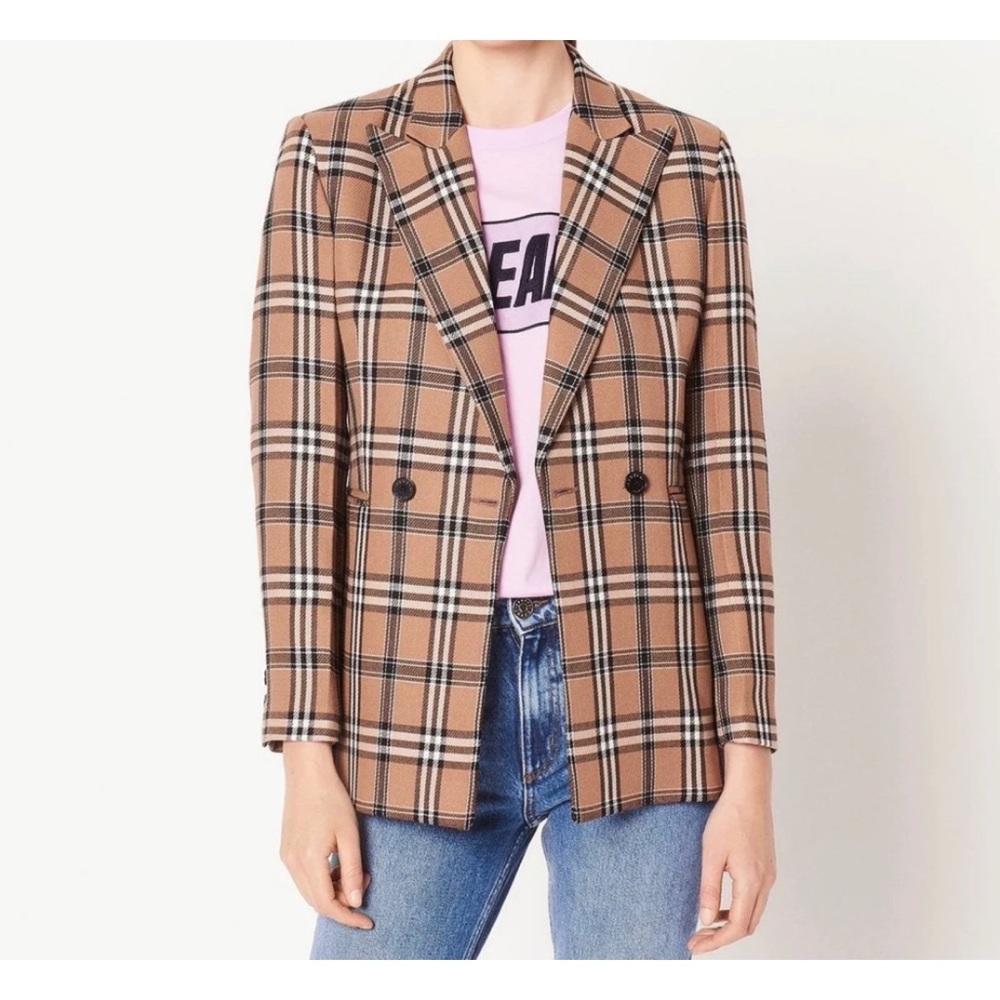 NWT Sandro Paris Sirene Plaid Blazer